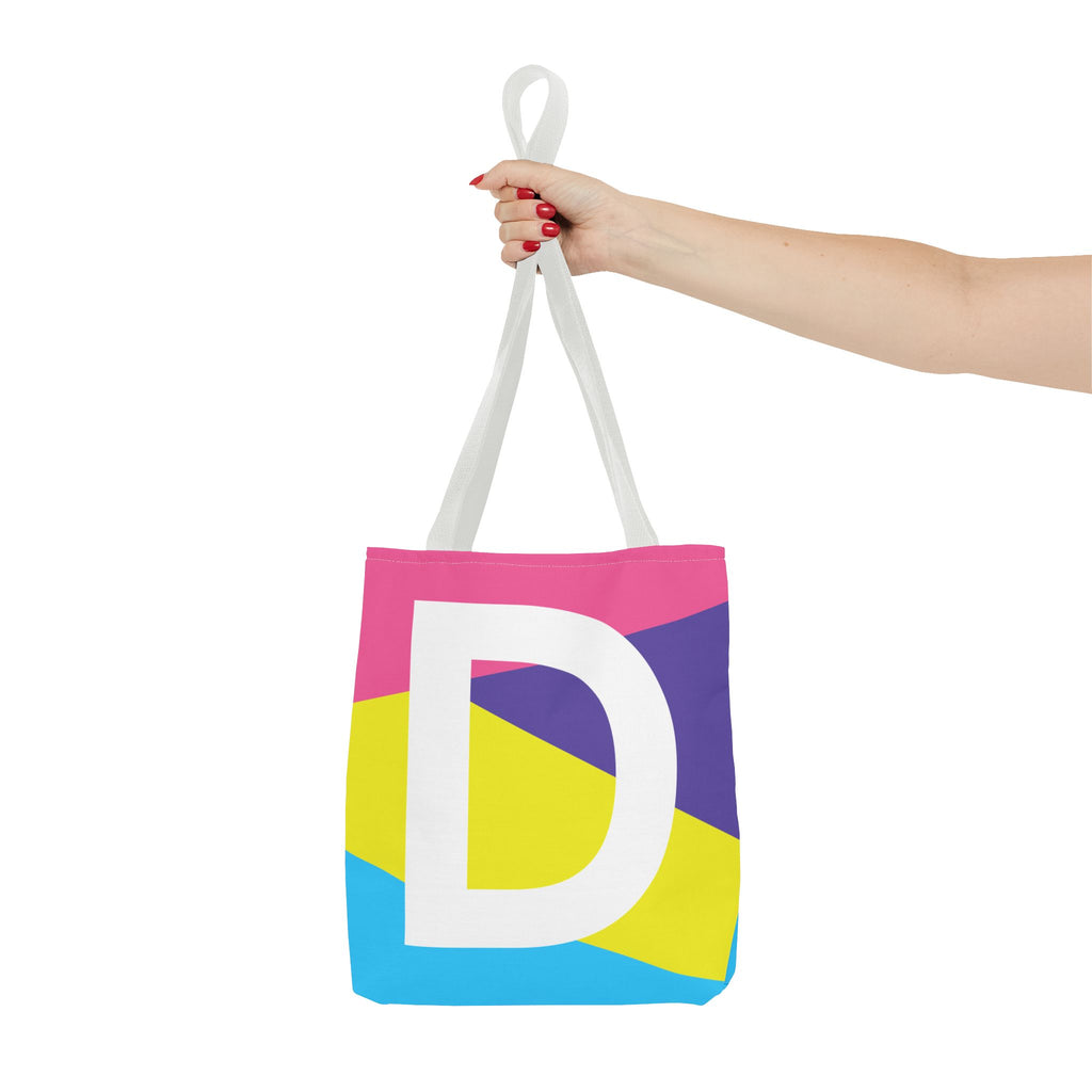 Monogram 'D' Colorblock Tote Bag — Personalized Initial D Shoulder Tote