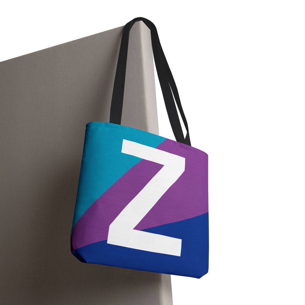 Monogram 'Z' Colorblock Tote Bag — Personalized Initial Z Shoulder Tote