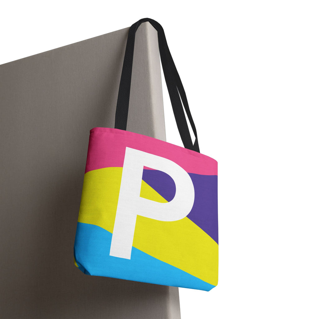 Monogram 'P' Colorblock Tote Bag — Personalized Initial P Shoulder Tote