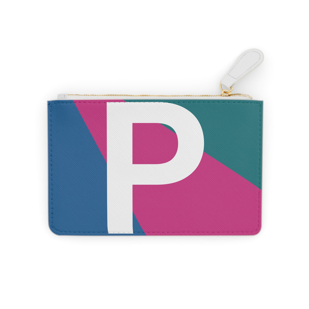 Initial P Mini Clutch — Colorblock Monogram Wristlet Wallet