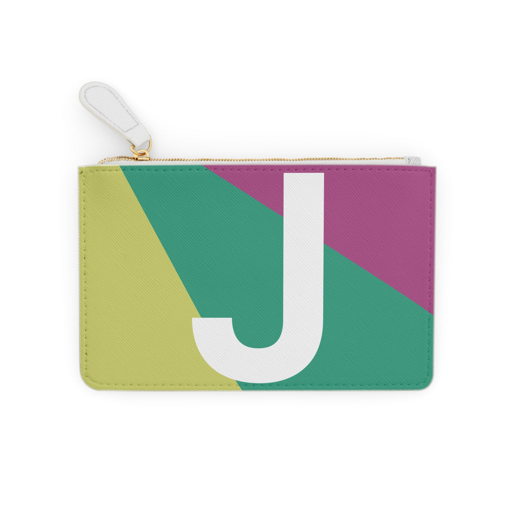 Initial J Mini Clutch — Colorblock Monogram Wristlet Wallet