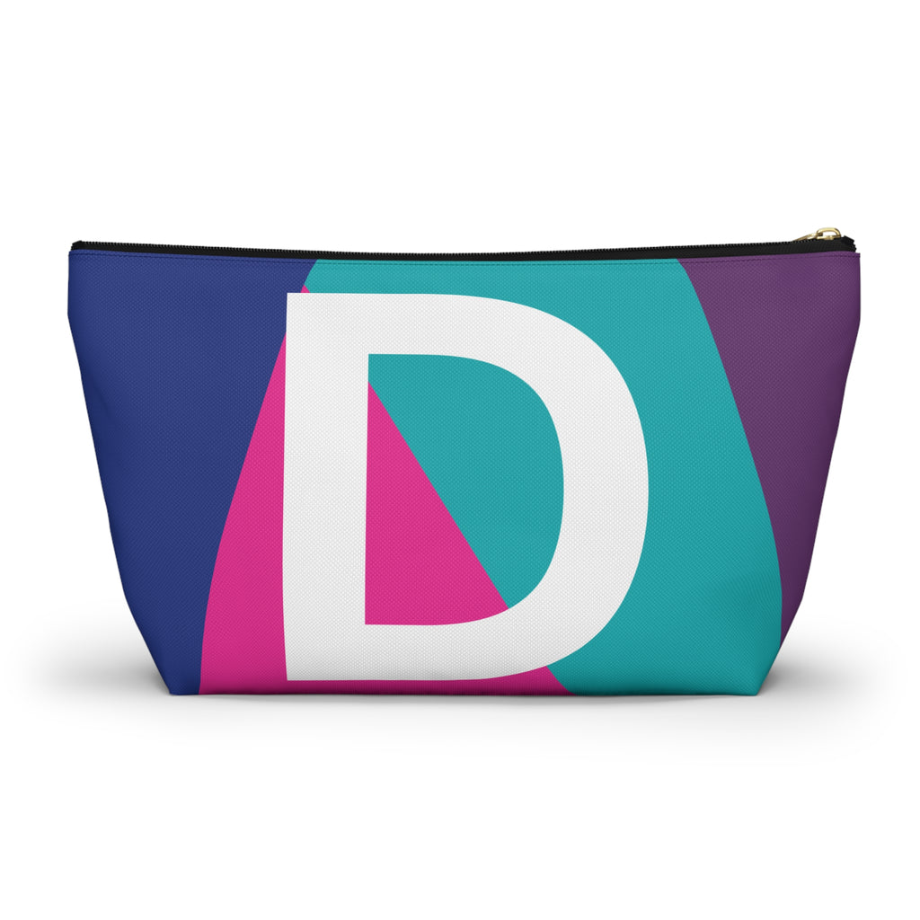 Initials Colorblock Accessory Pouch — Monogram D T-Bottom Cosmetic Bag