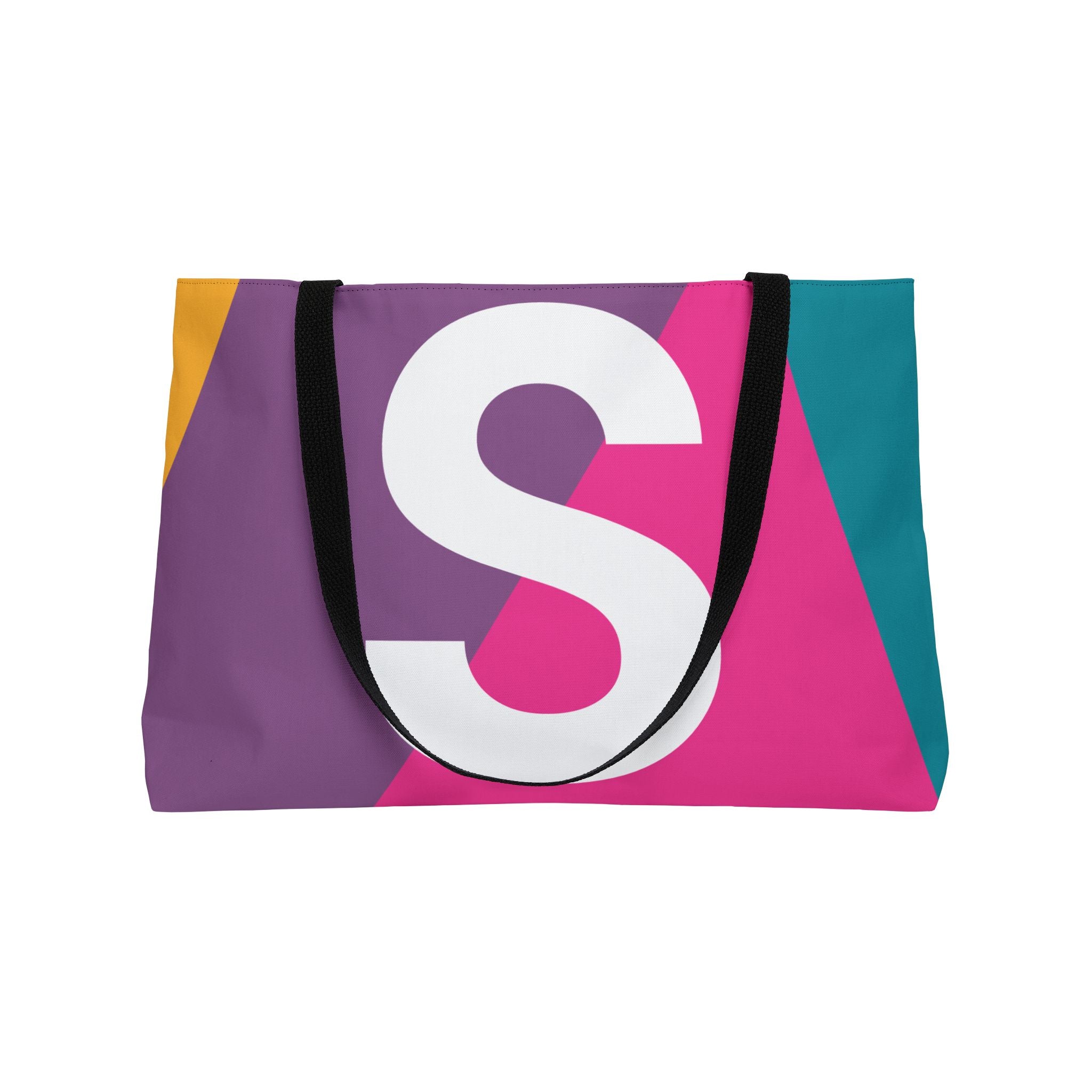 Personalized 'S' Colorblock Tote Bag — Monogram Weekender Tote