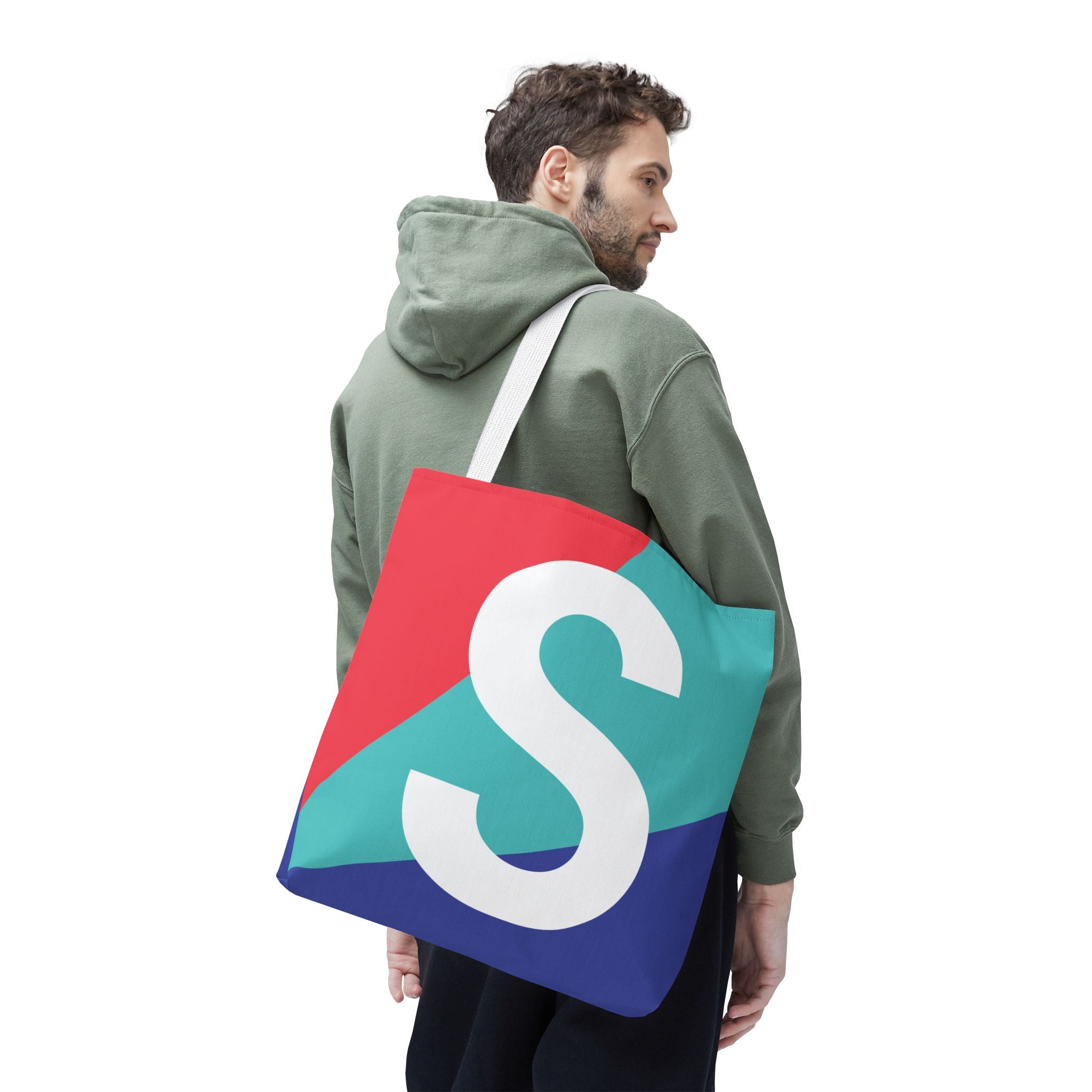 Monogram 'S' Colorblock Tote Bag — Personalized Initial S Shoulder Tote
