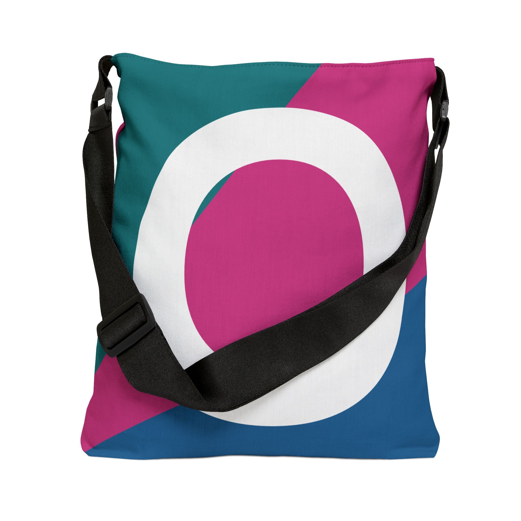 Initial Letter 'O' Colorblock Adjustable Tote Bag — Monogram Alphabet Shoulder Bag