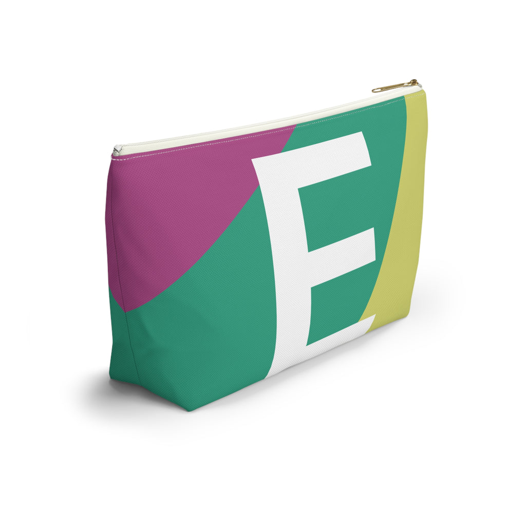 Initials Colorblock Accessory Pouch — Monogram E T-Bottom Cosmetic Bag