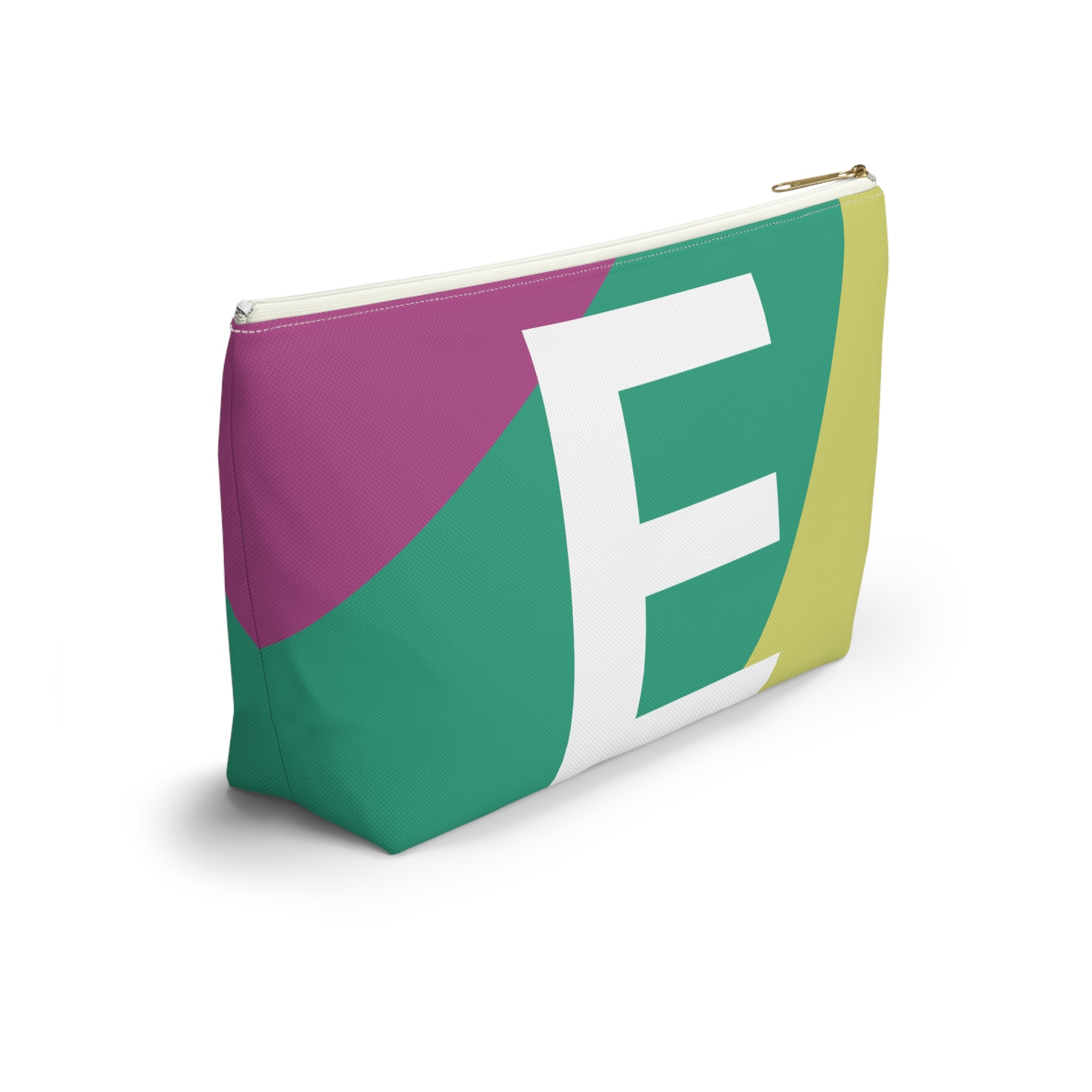 Initials Colorblock Accessory Pouch — Monogram E T-Bottom Cosmetic Bag