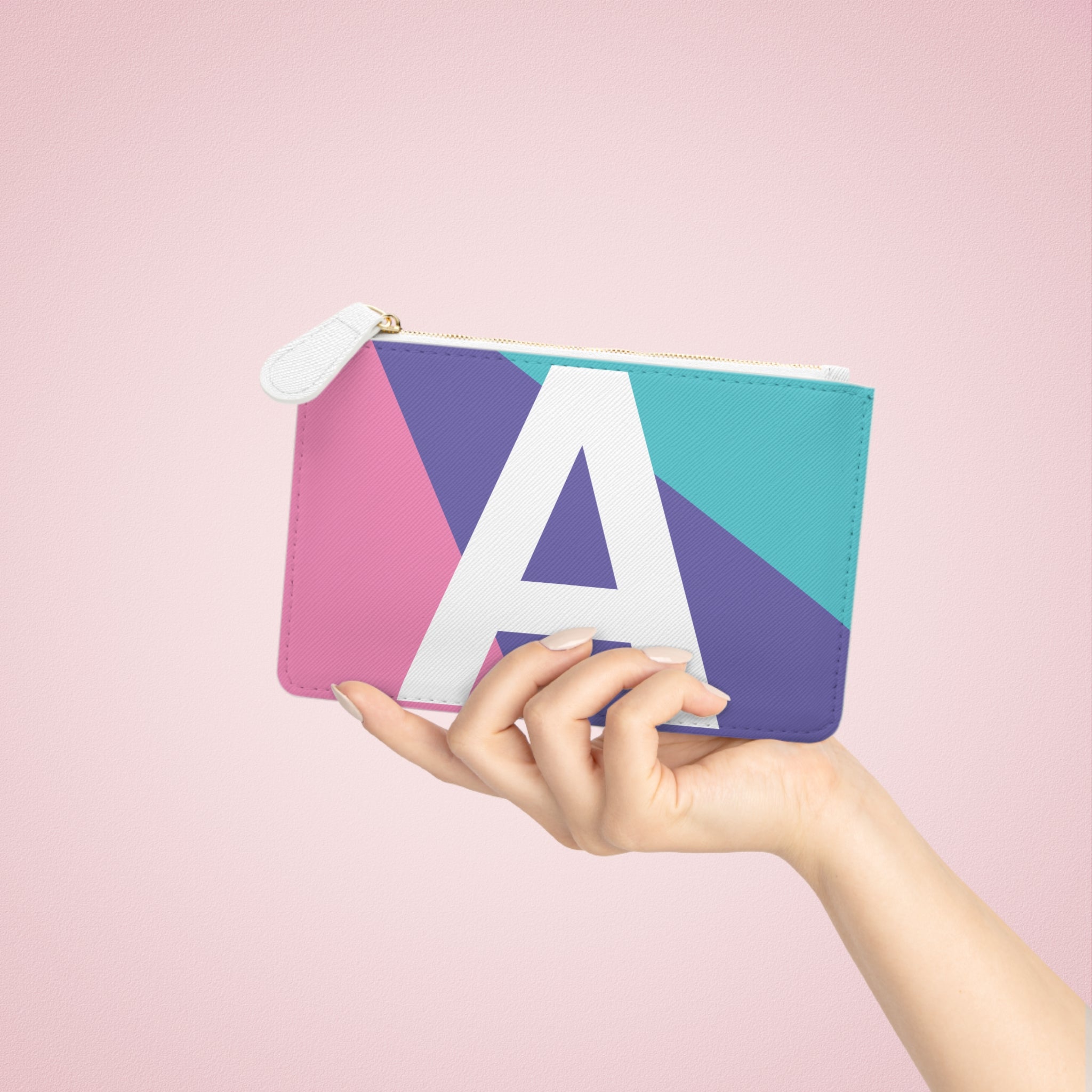 Initial A Mini Clutch — Colorblock Monogram Wristlet Wallet
