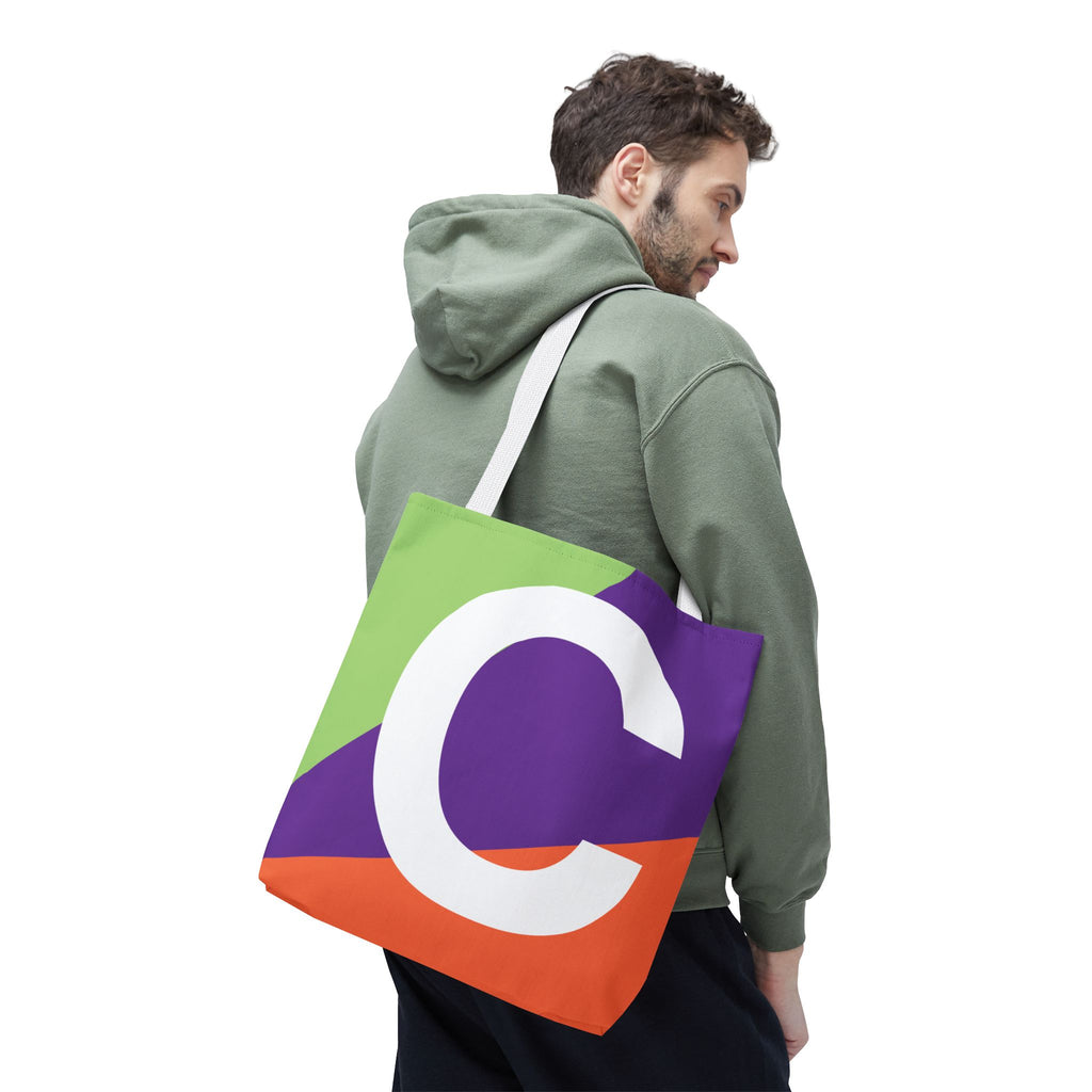 Monogram 'C' Colorblock Tote Bag — Personalized Initial C Shoulder Tote