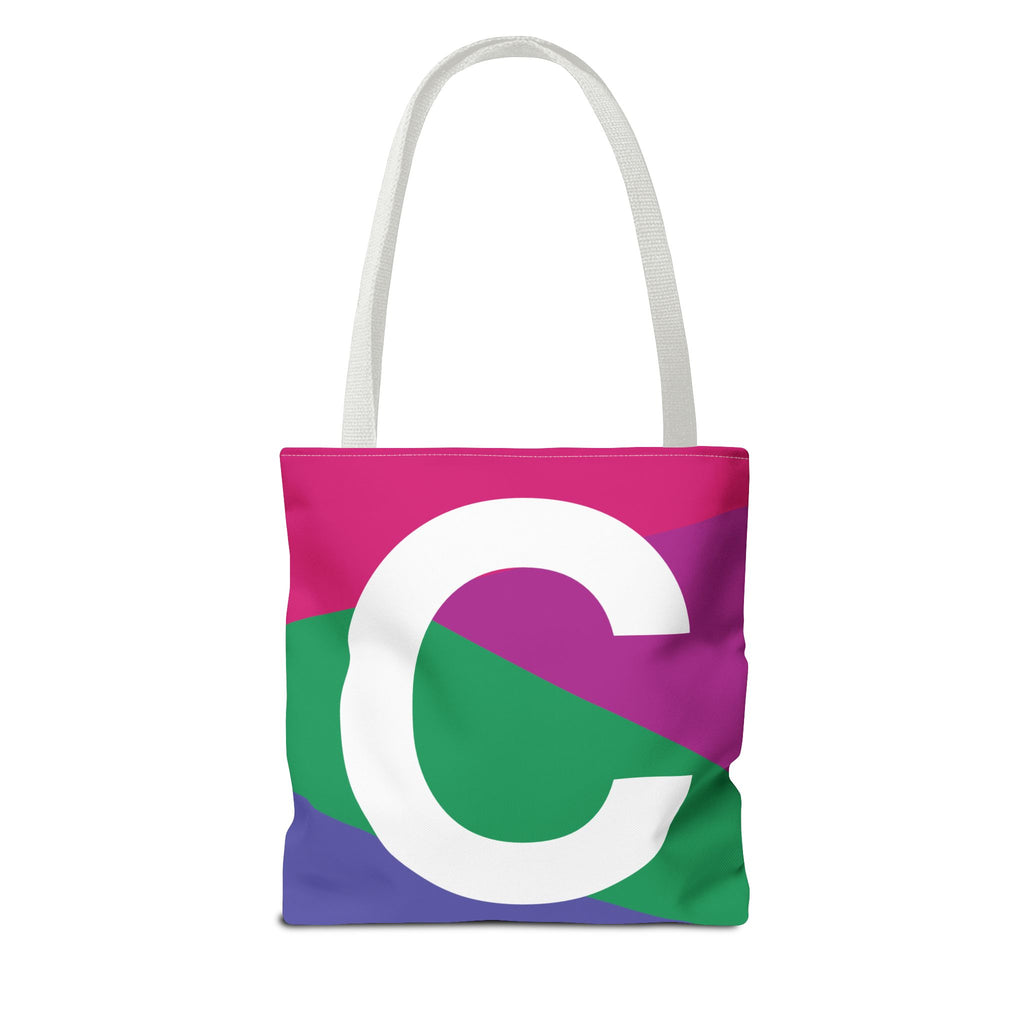 Monogram 'C' Colorblock Tote Bag — Personalized Initial C Shoulder Tote