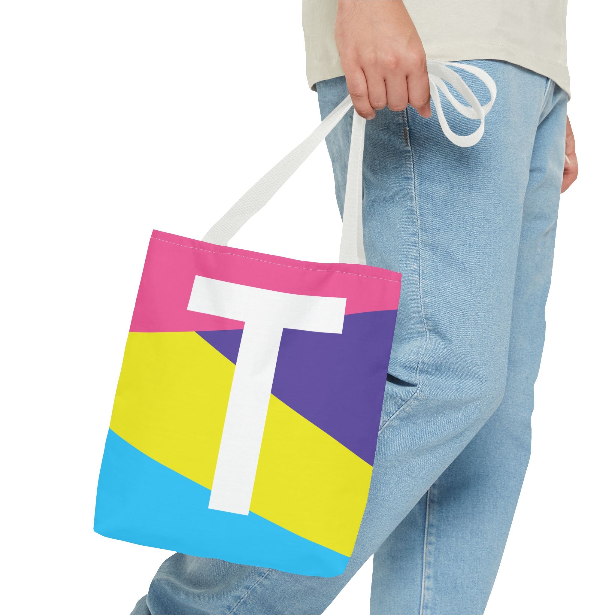 Monogram 'T' Colorblock Tote Bag — Personalized Initial T Shoulder Tote