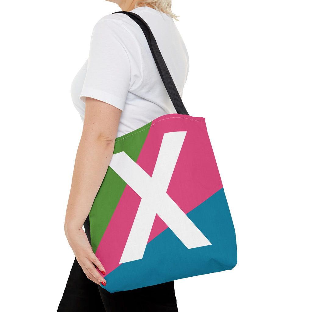 Monogram 'X' Colorblock Tote Bag — Personalized Initial X Shoulder Tote