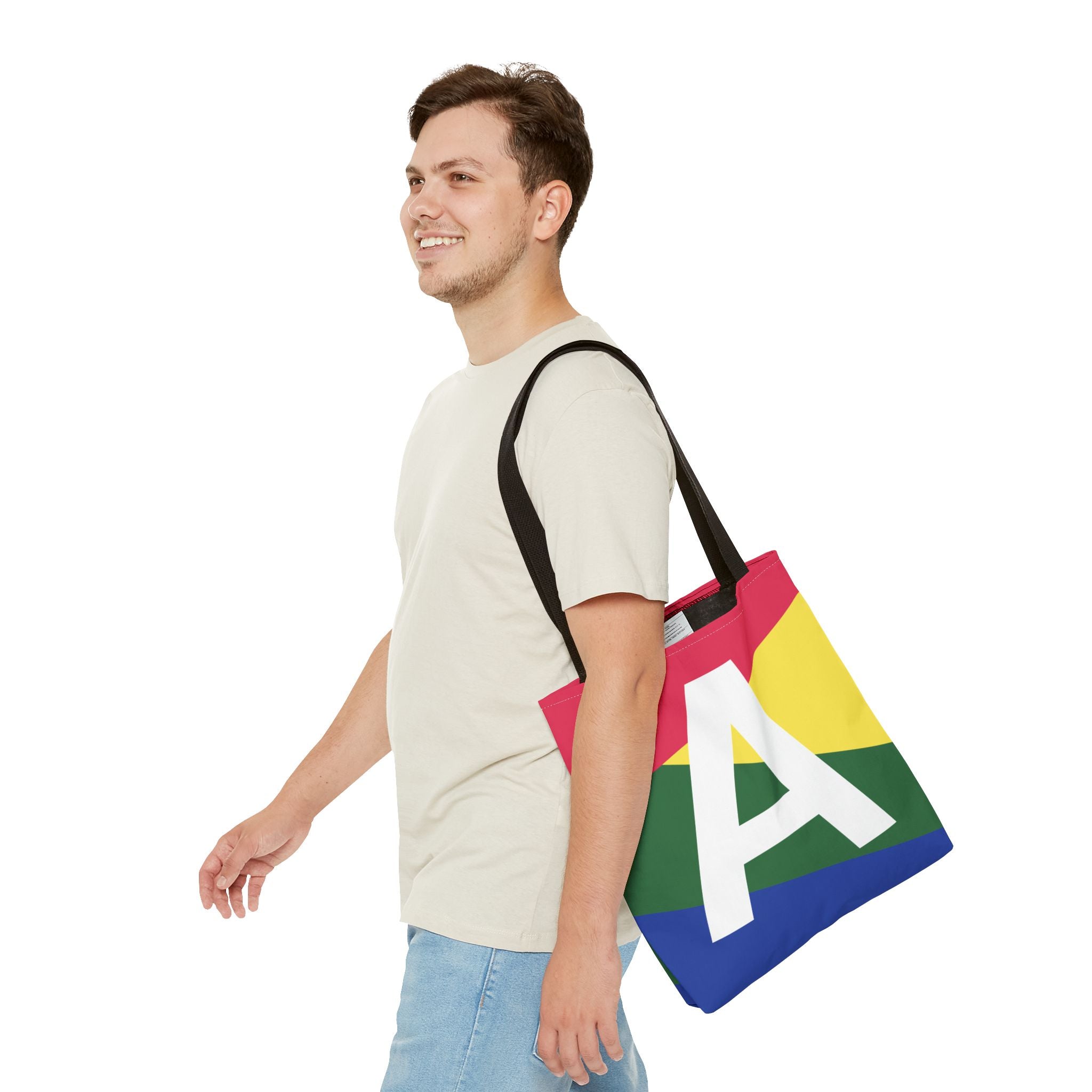 Monogram 'A' Colorblock Tote Bag — Personalized Initial A Shoulder Tote