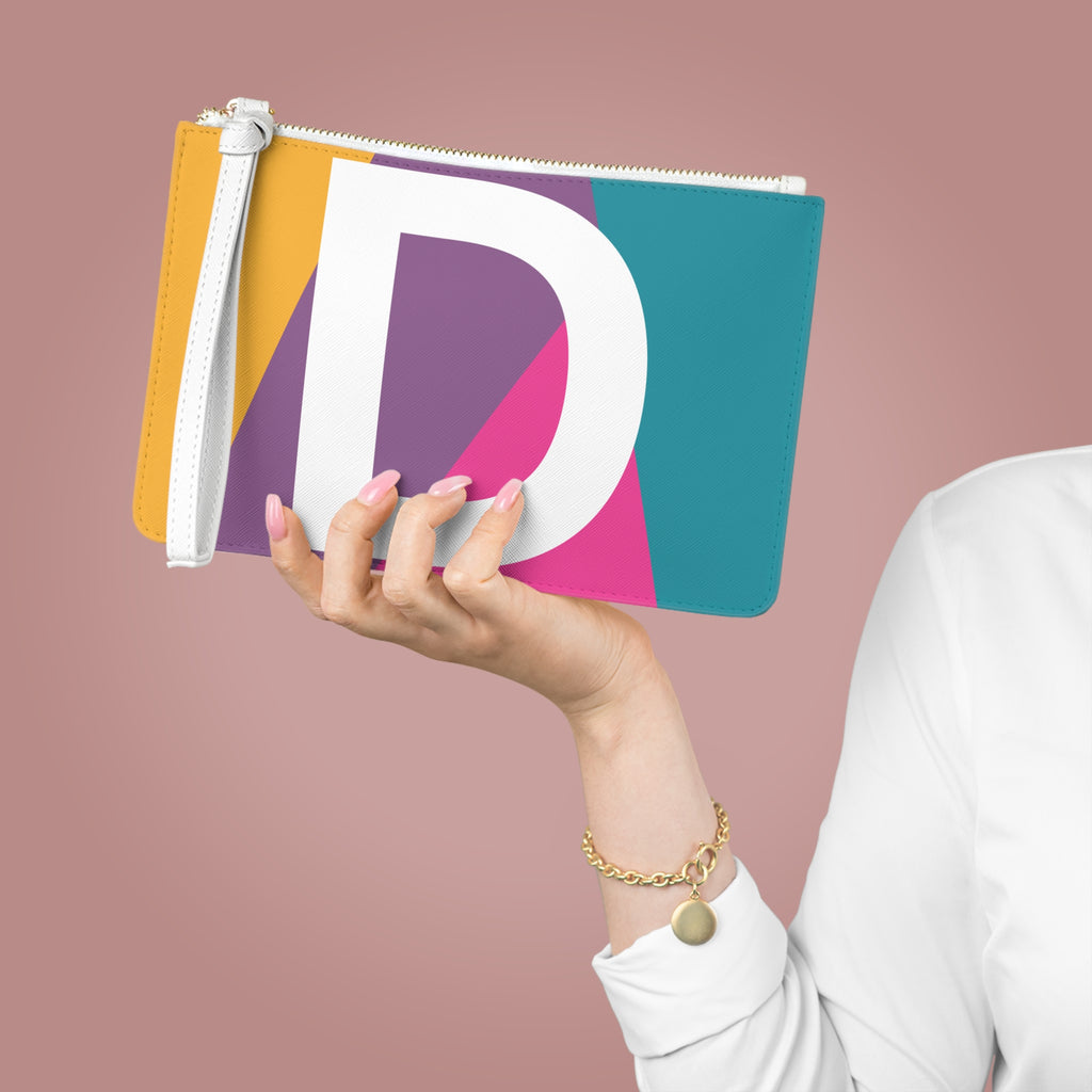 Monogram 'D' Colorblock Clutch Bag — Bold Geometric Wristlet for Everyday & Gifts