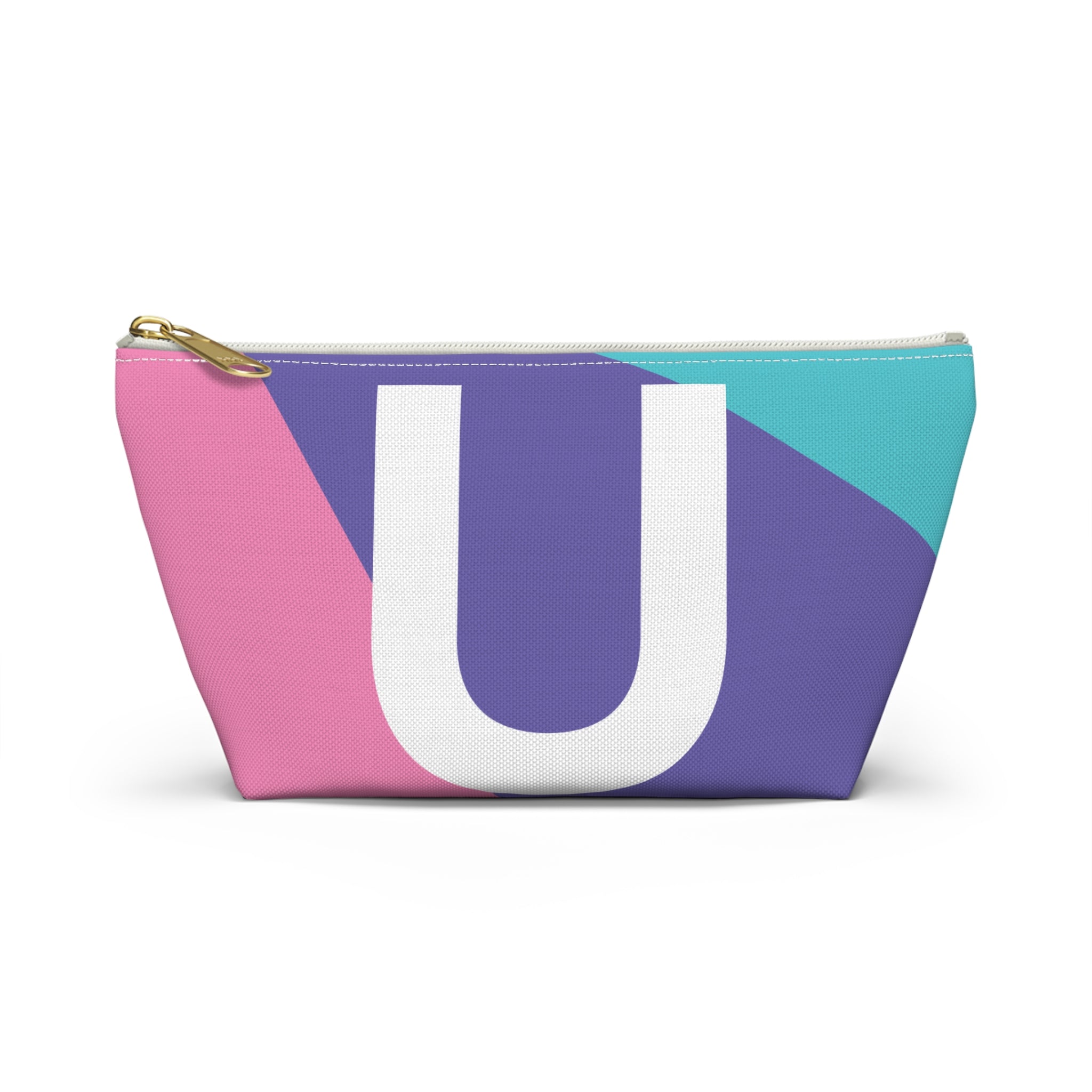 Initials Colorblock Accessory Pouch — Monogram U T-Bottom Cosmetic Bag