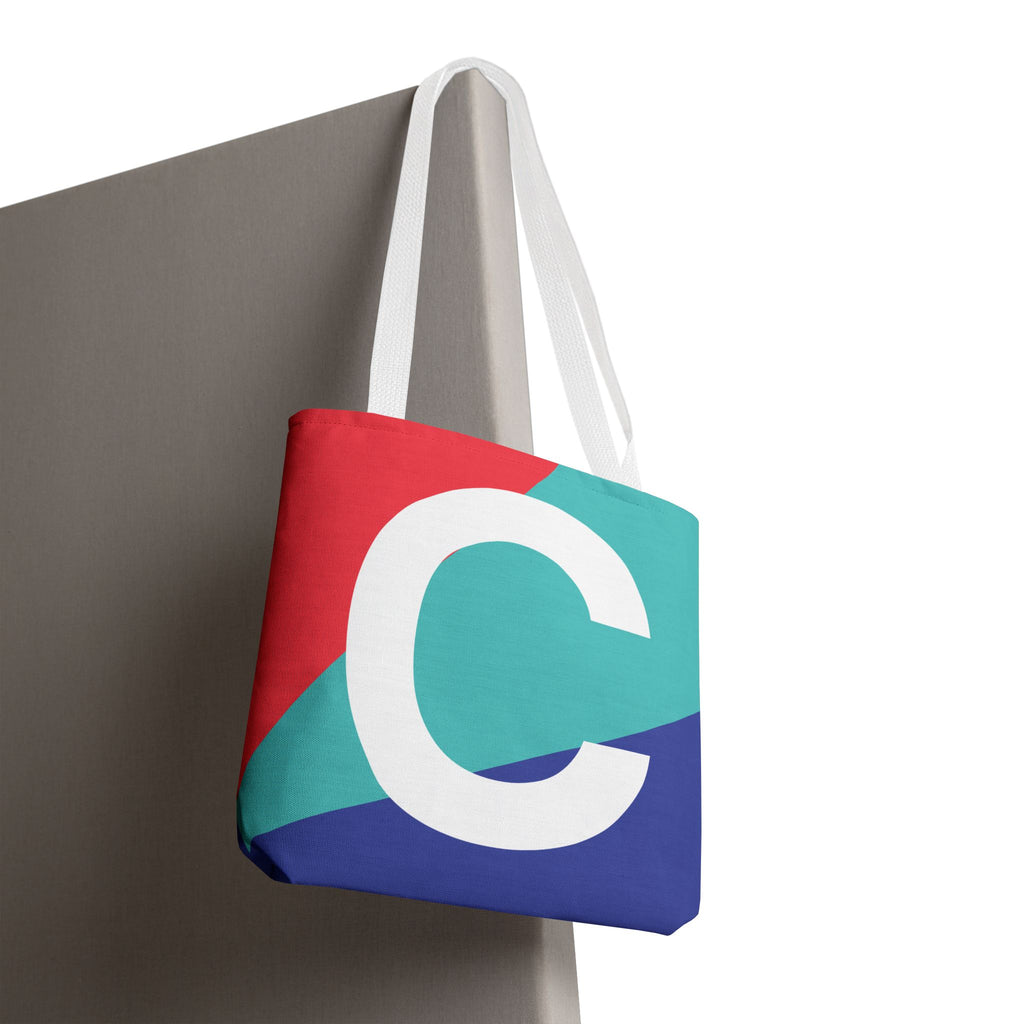 Monogram 'C' Colorblock Tote Bag — Personalized Initial C Shoulder Tote
