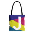 Monogram 'J' Colorblock Tote Bag — Personalized Initial J Shoulder Tote