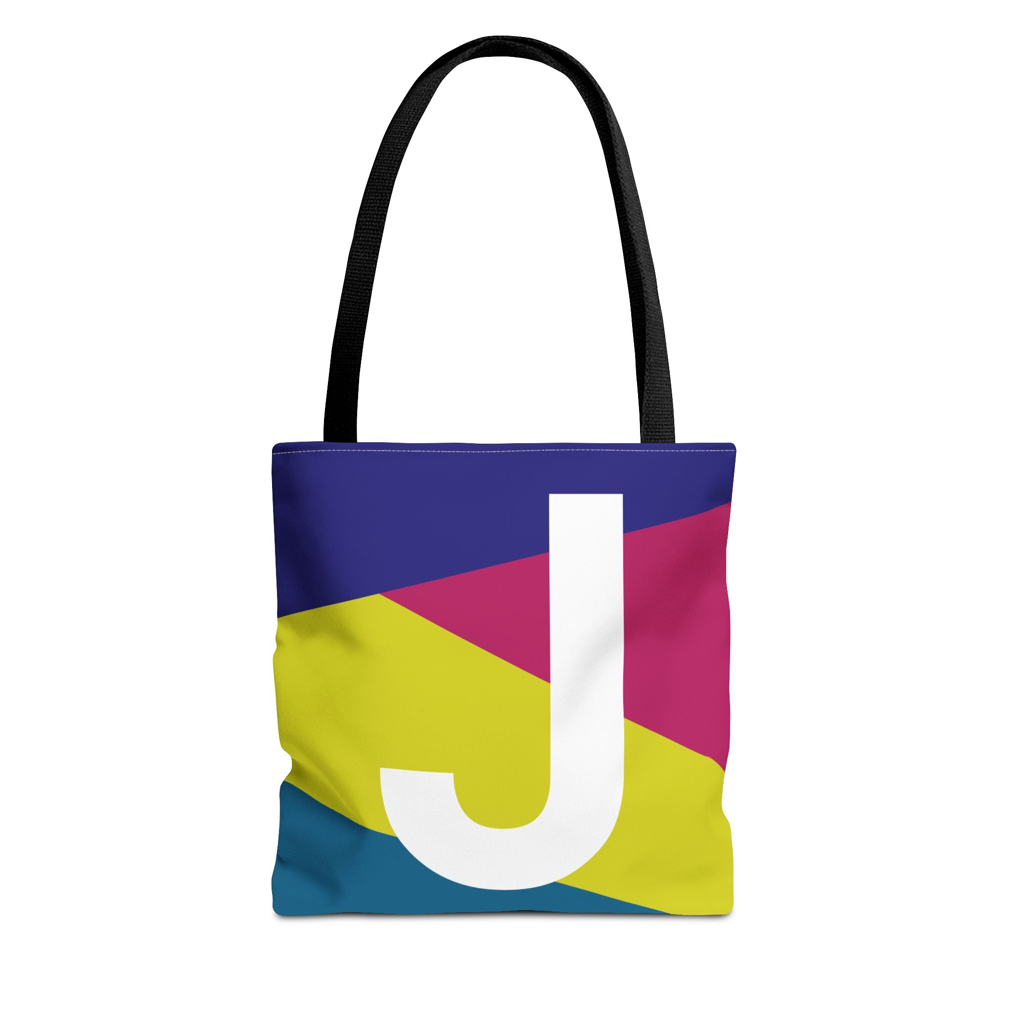 Monogram 'J' Colorblock Tote Bag — Personalized Initial J Shoulder Tote
