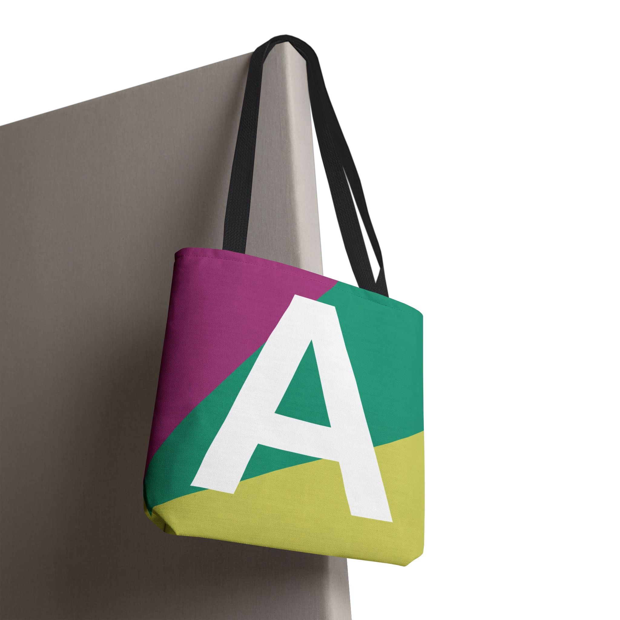 Monogram 'A' Colorblock Tote Bag — Personalized Initial A Shoulder Tote