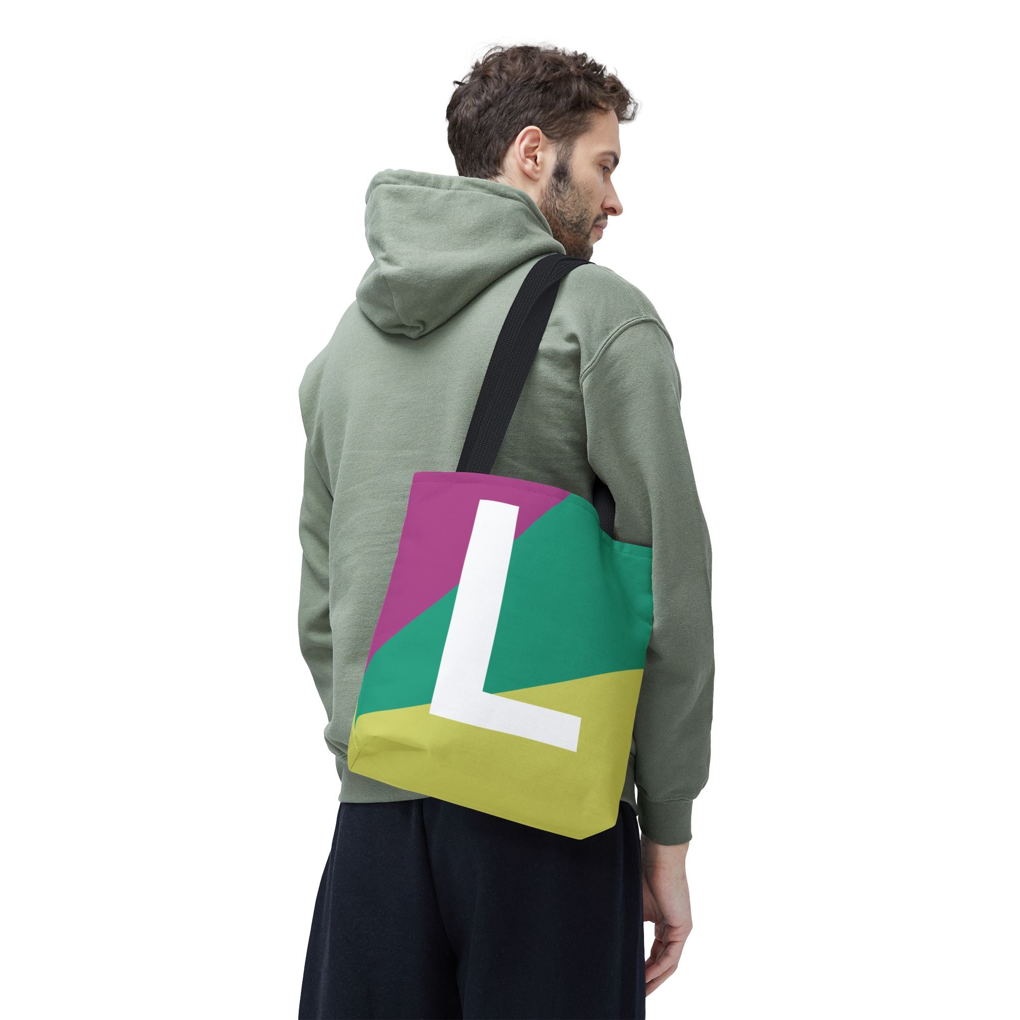Monogram 'L' Colorblock Tote Bag — Personalized Initial L Shoulder Tote