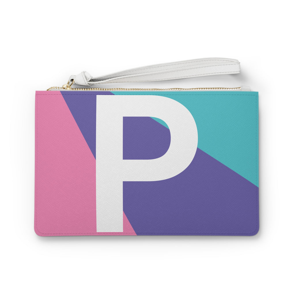Monogram 'P' Colorblock Clutch Bag — Bold Geometric Wristlet for Everyday & Gifts