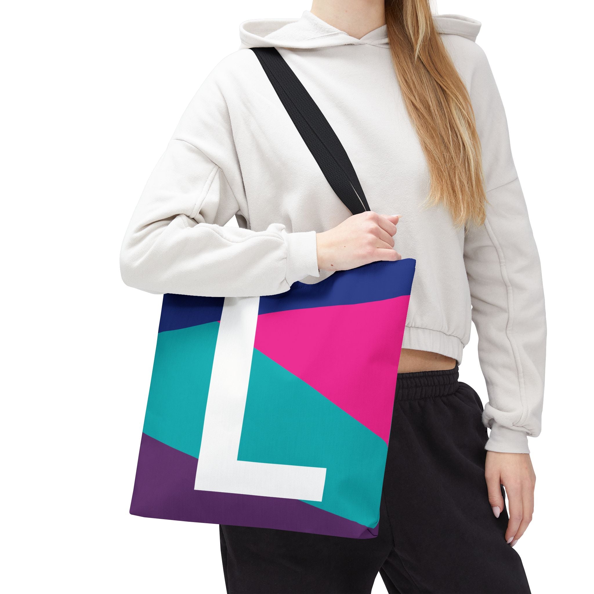 Monogram 'L' Colorblock Tote Bag — Personalized Initial L Shoulder Tote
