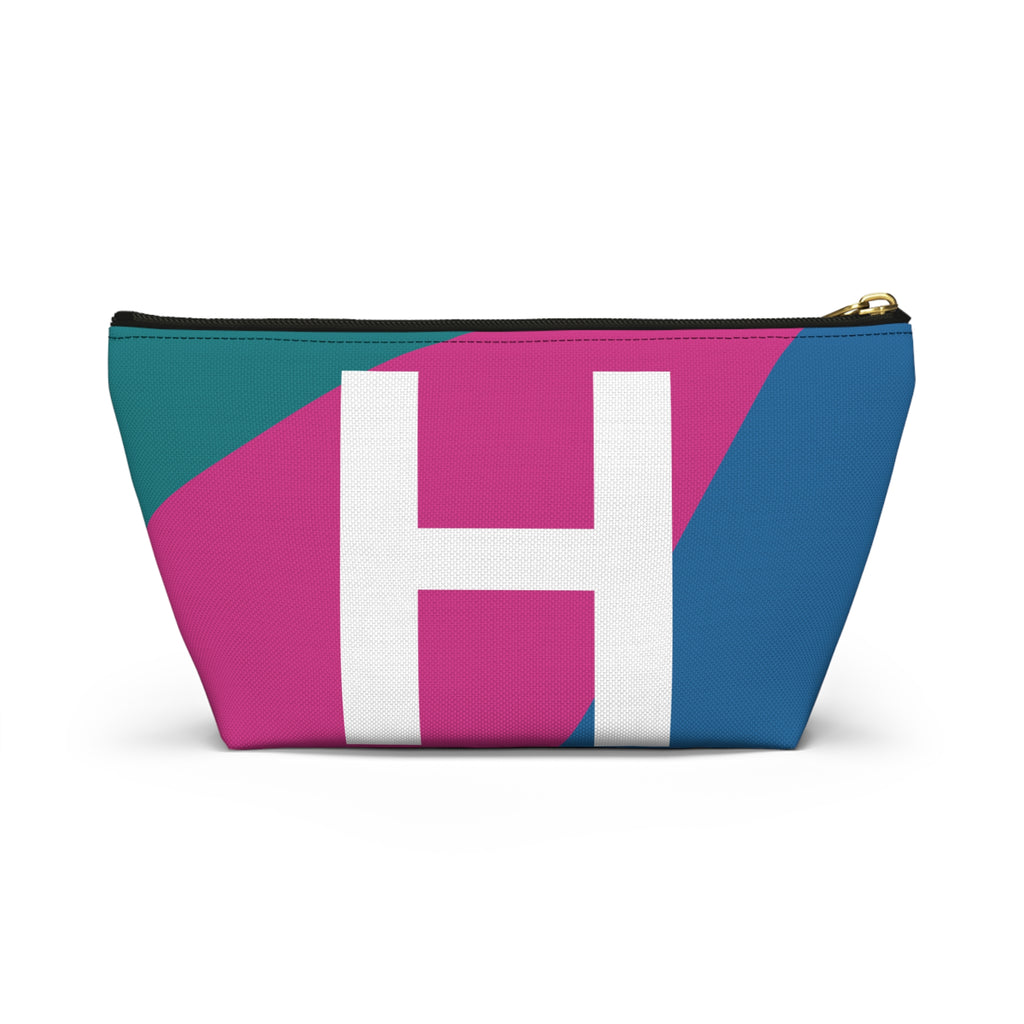Initials Colorblock Accessory Pouch — Monogram H T-Bottom Cosmetic Bag