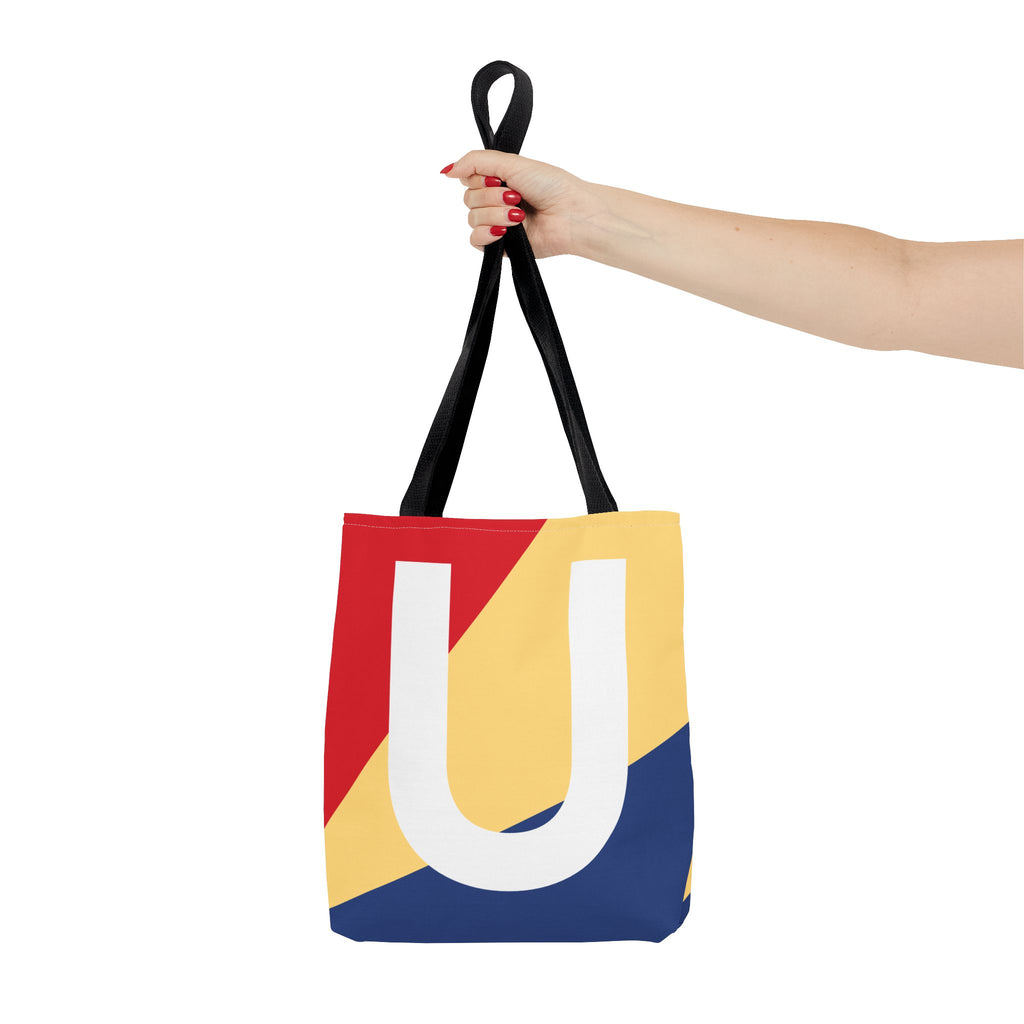 Monogram 'U' Colorblock Tote Bag — Personalized Initial U Shoulder Tote