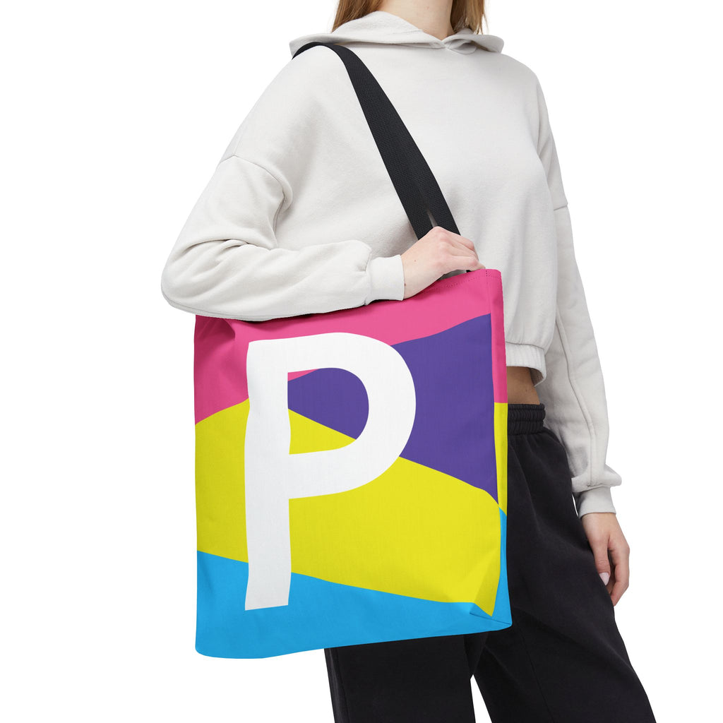 Monogram 'P' Colorblock Tote Bag — Personalized Initial P Shoulder Tote