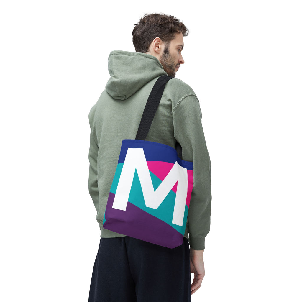 Monogram 'M' Colorblock Tote Bag — Personalized Initial L Shoulder Tote