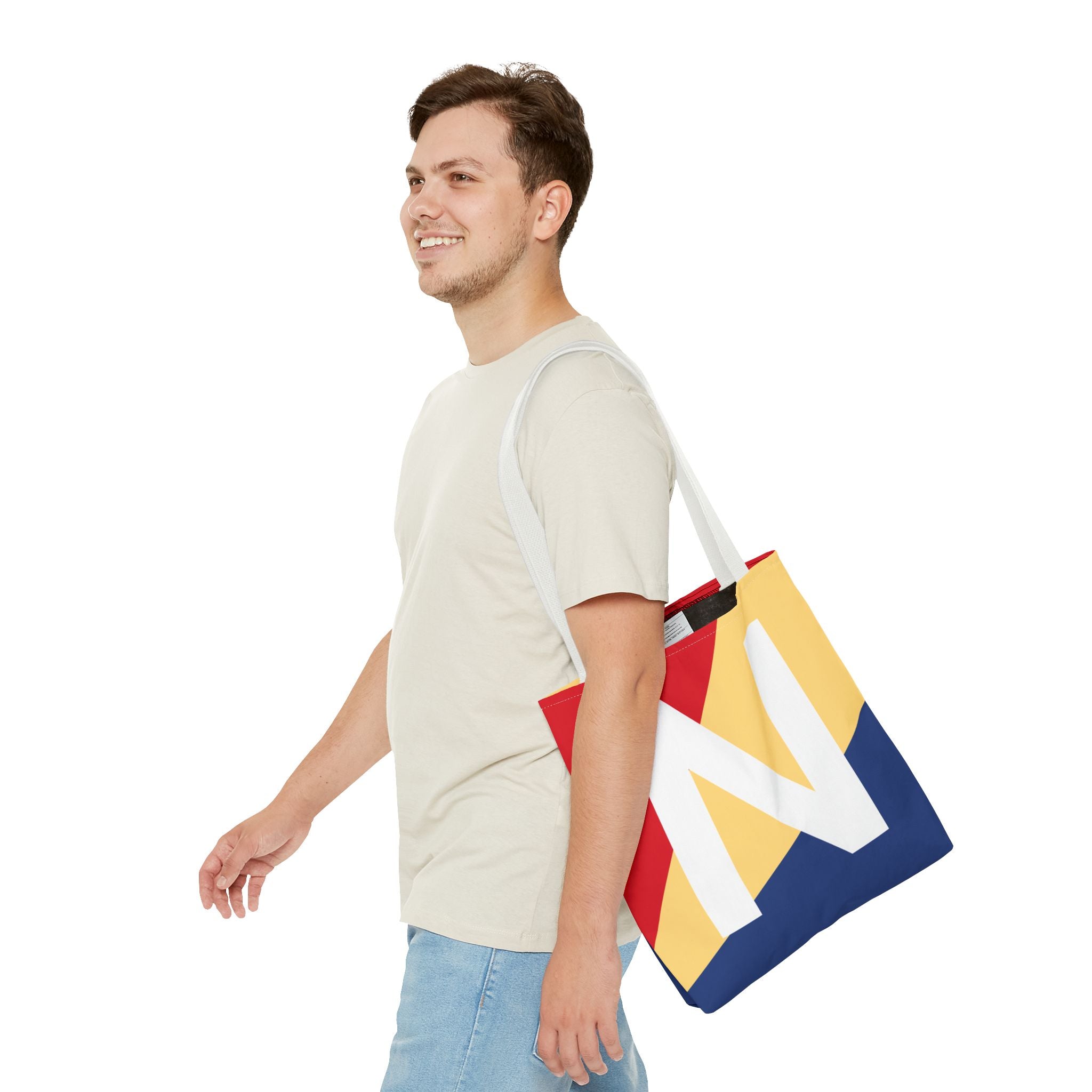 Monogram 'N' Colorblock Tote Bag — Personalized Initial N Shoulder Tote