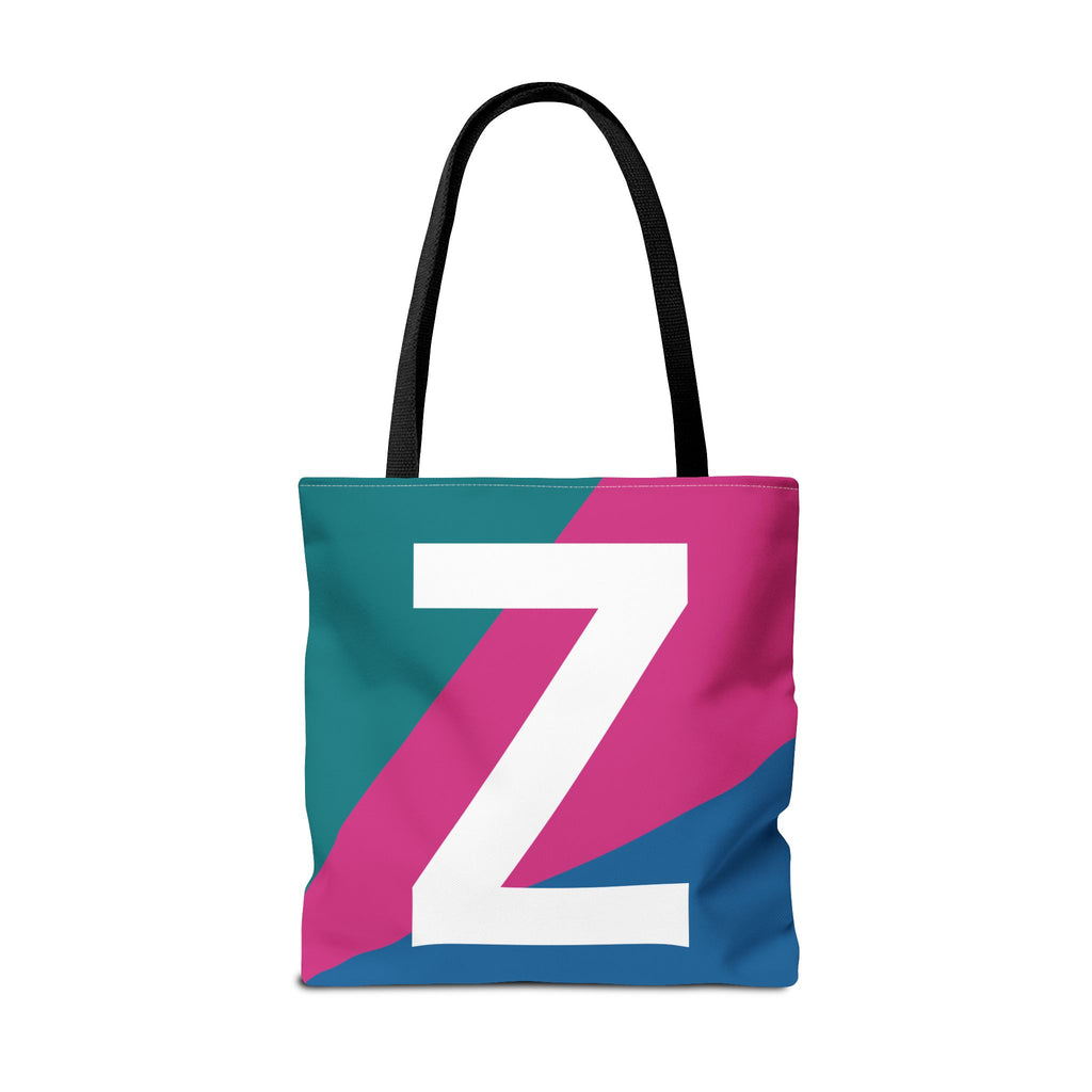 Monogram 'Z' Colorblock Tote Bag — Personalized Initial Z Shoulder Tote