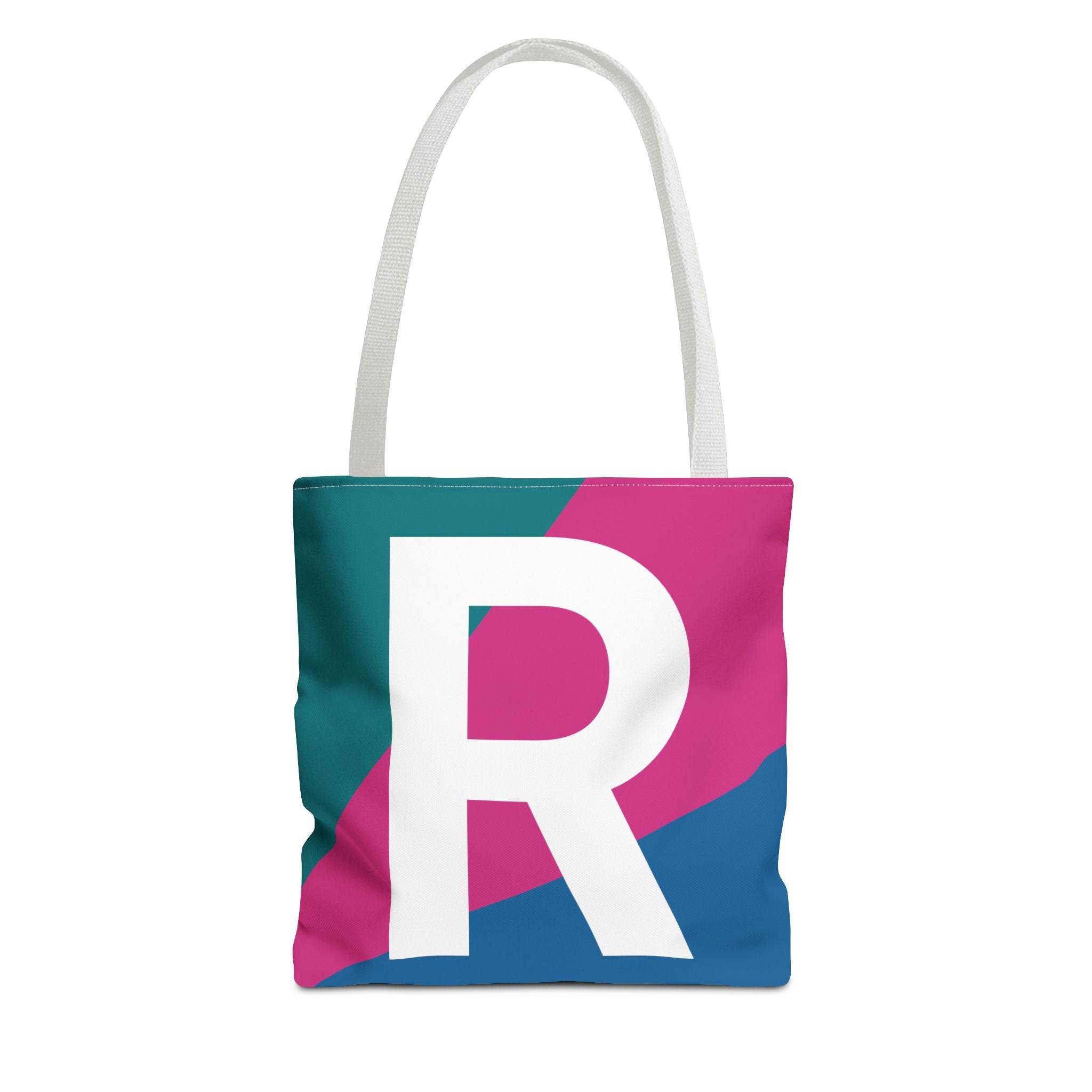 Monogram 'R' Colorblock Tote Bag — Personalized Initial R Shoulder Tote