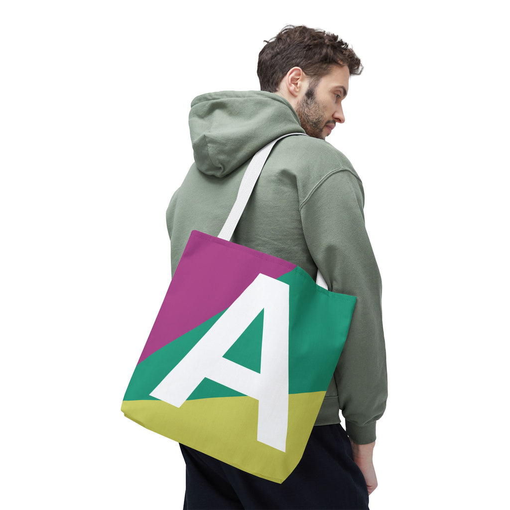 Monogram 'A' Colorblock Tote Bag — Personalized Initial A Shoulder Tote