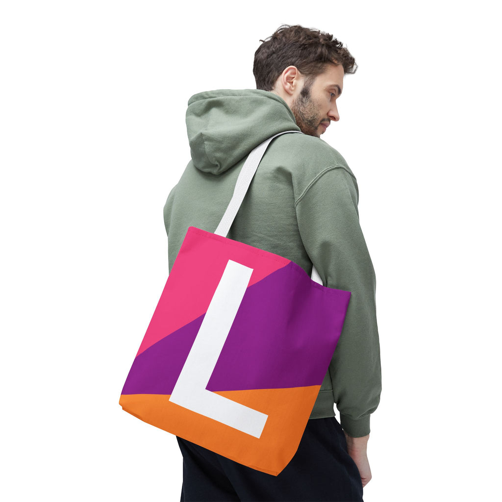 Monogram 'L' Colorblock Tote Bag — Personalized Initial L Shoulder Tote