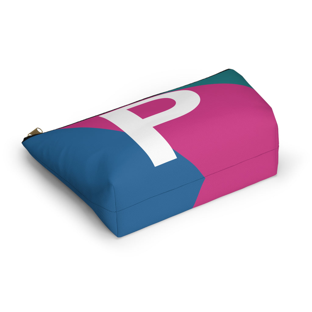 Initials Colorblock Accessory Pouch — Monogram P T-Bottom Cosmetic Bag
