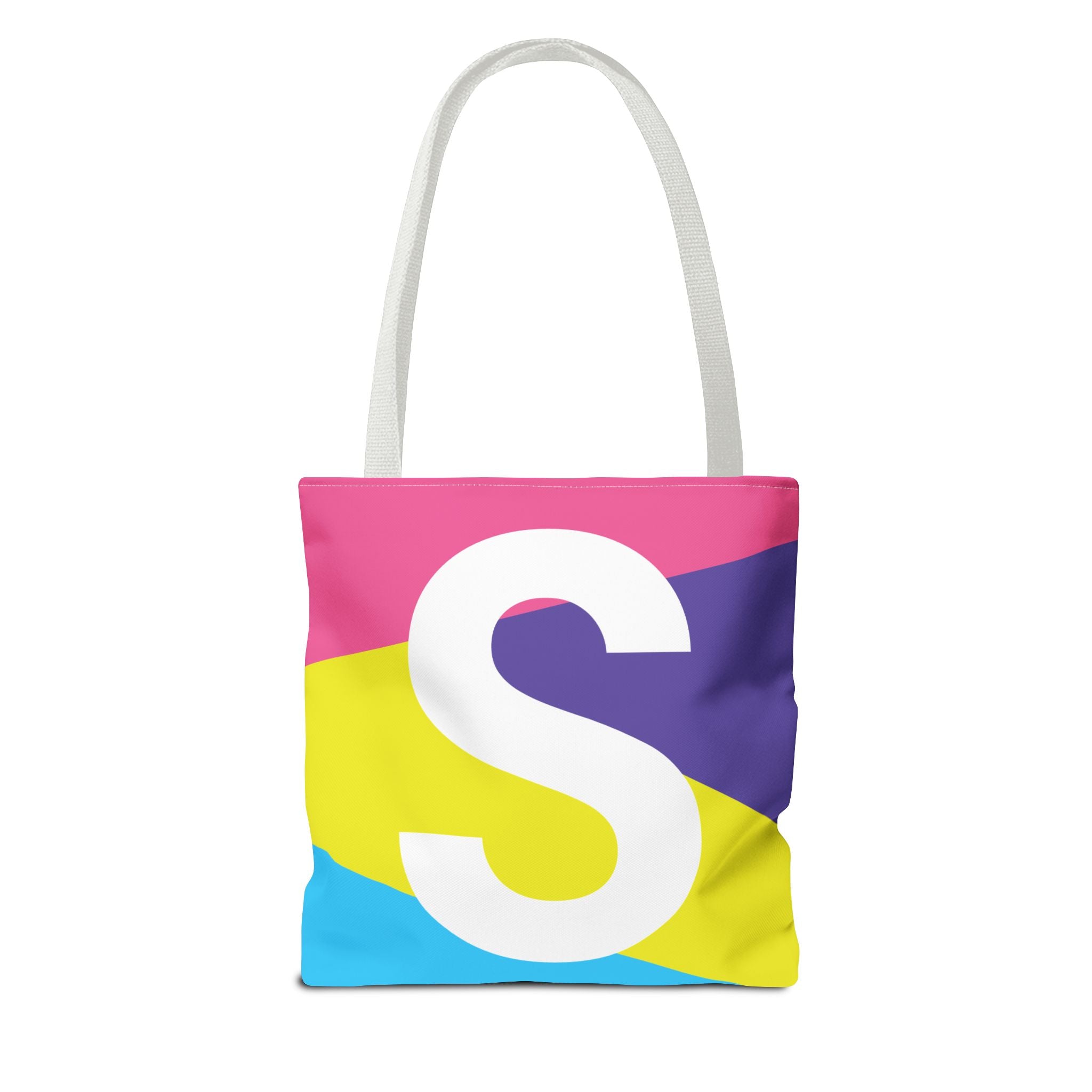 Monogram 'S' Colorblock Tote Bag — Personalized Initial S Shoulder Tote