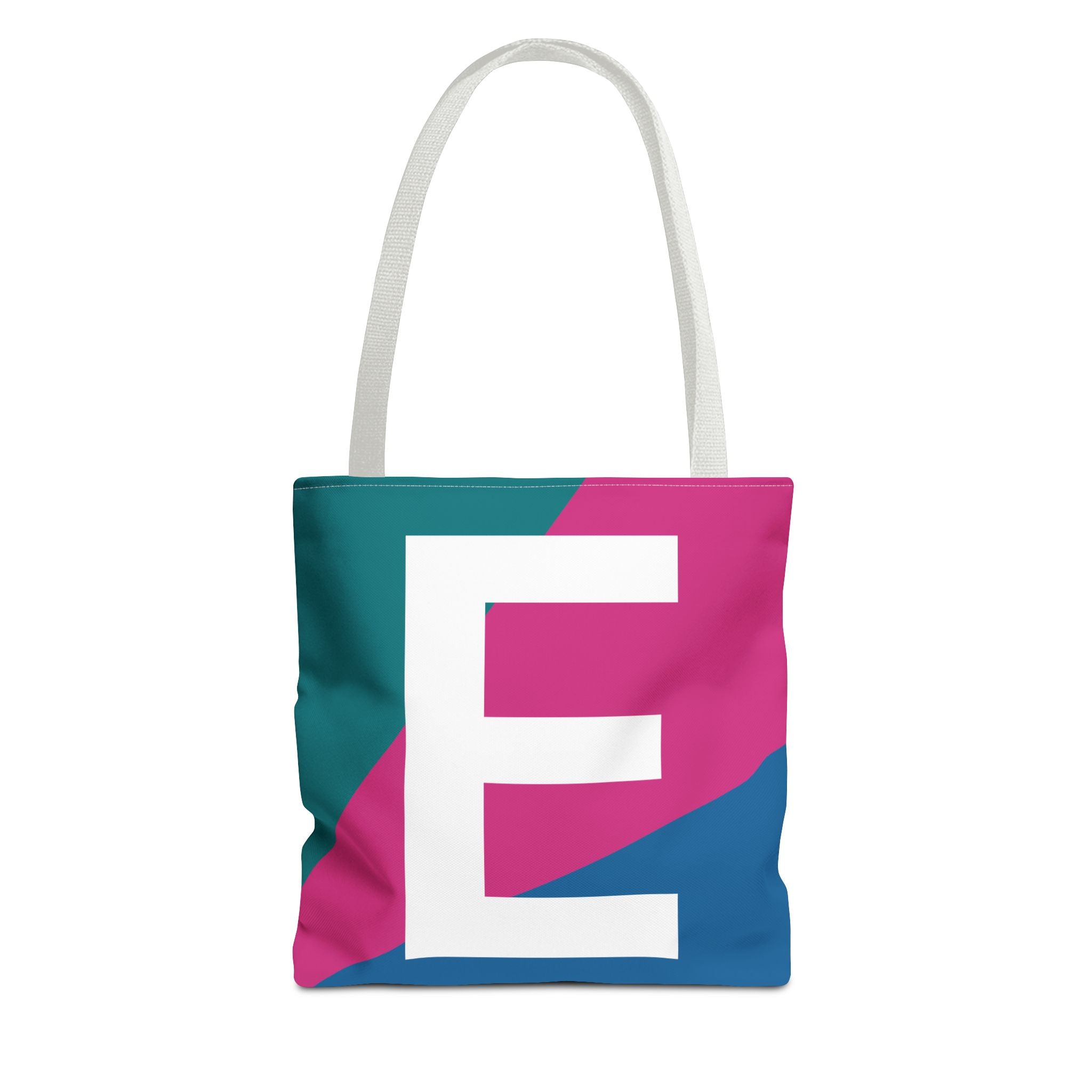 Monogram 'E' Colorblock Tote Bag — Personalized Initial E Shoulder Tote