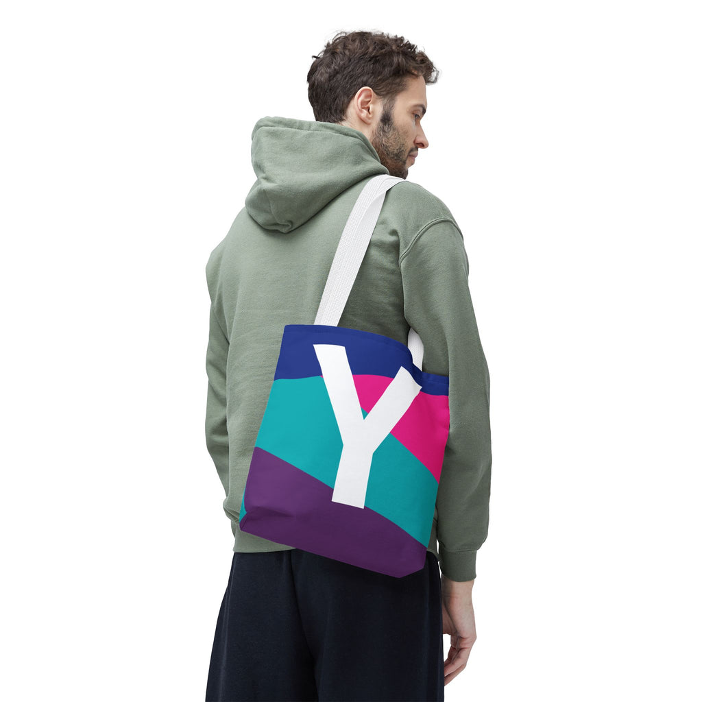 Monogram 'Y' Colorblock Tote Bag — Personalized Initial Y Shoulder Tote