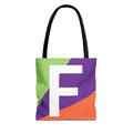 Monogram 'F' Colorblock Tote Bag — Personalized Initial F Shoulder Tote