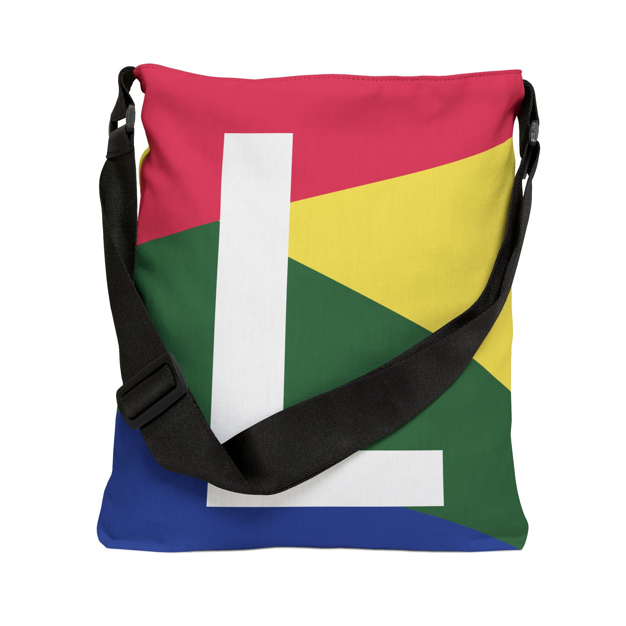 Initial Letter 'L' Colorblock Adjustable Tote Bag — Monogram Alphabet Shoulder Bag