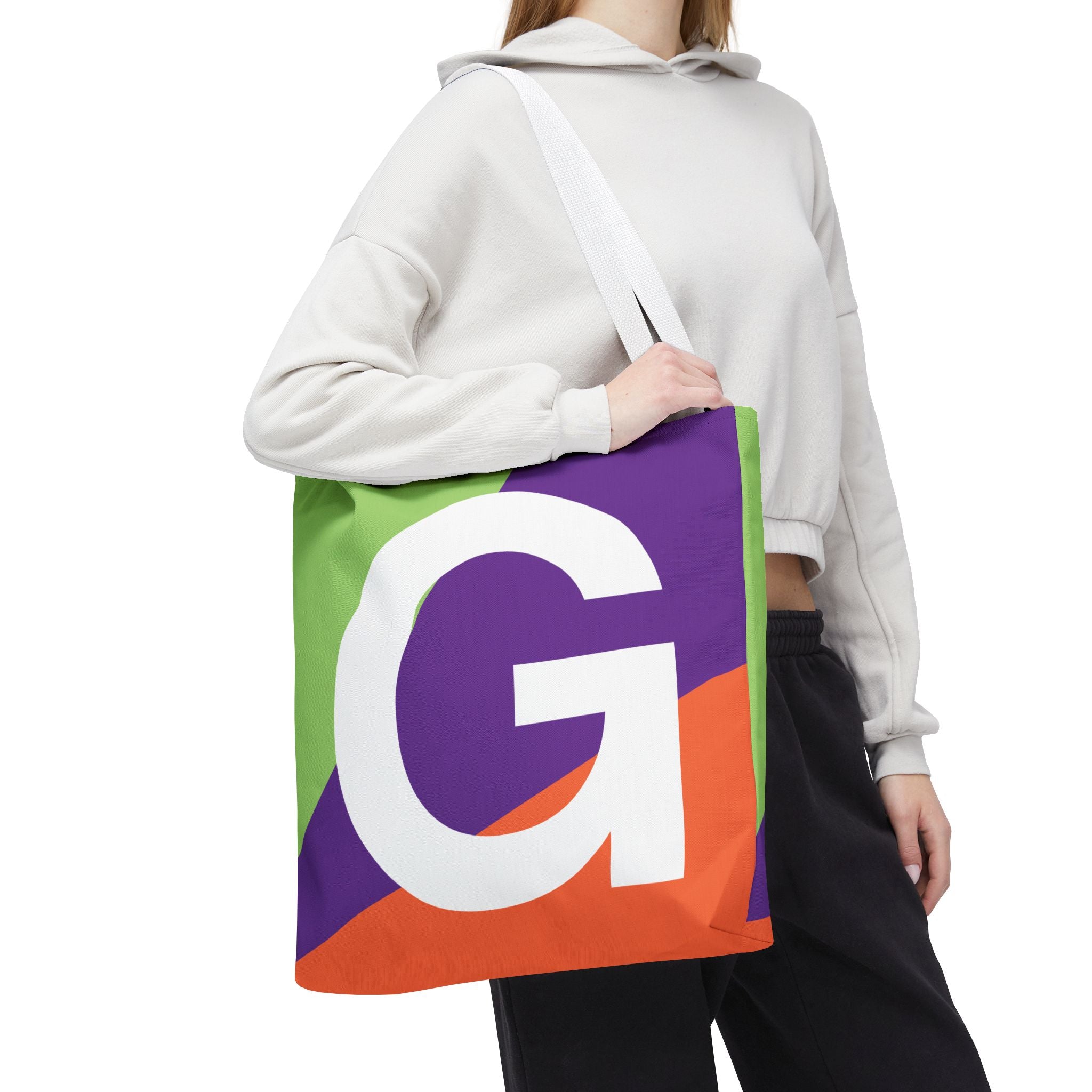 Monogram 'G' Colorblock Tote Bag — Personalized Initial G Shoulder Tote