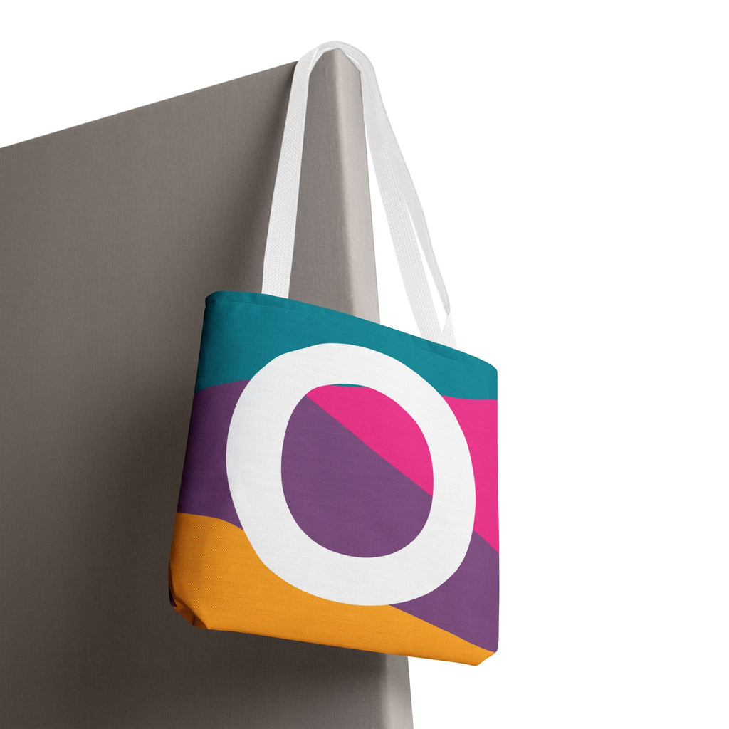 Monogram 'O' Colorblock Tote Bag — Personalized Initial O Shoulder Tote