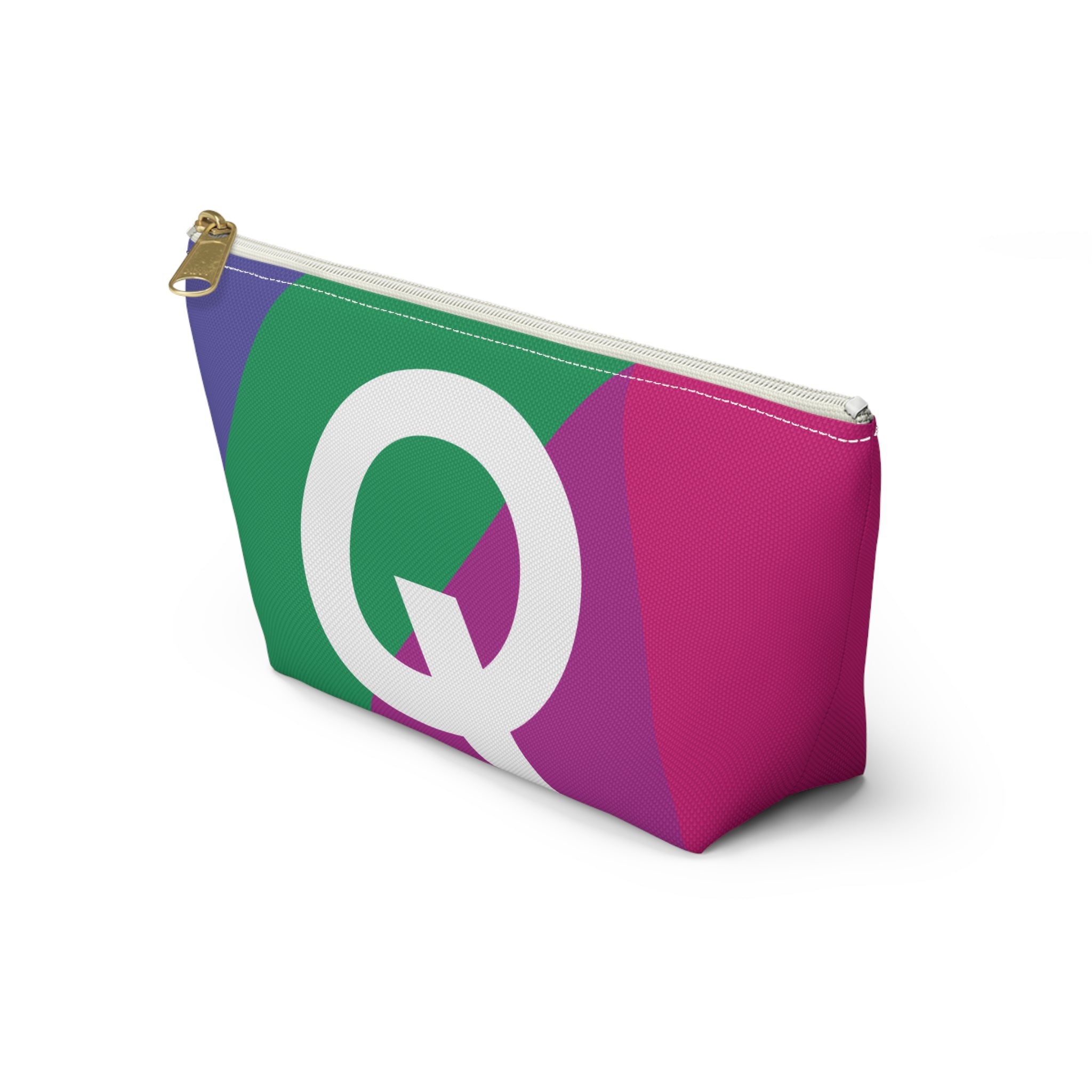 Initials Colorblock Accessory Pouch — Monogram Q T-Bottom Cosmetic Bag