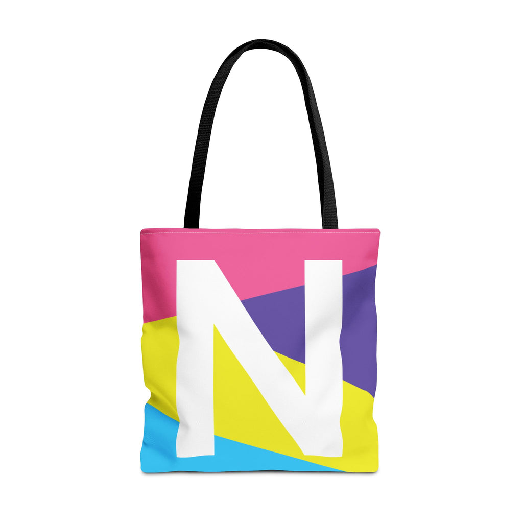 Monogram 'N' Colorblock Tote Bag — Personalized Initial N Shoulder Tote