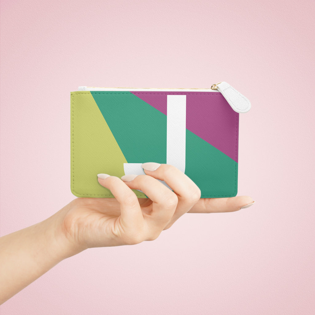Initial J Mini Clutch — Colorblock Monogram Wristlet Wallet