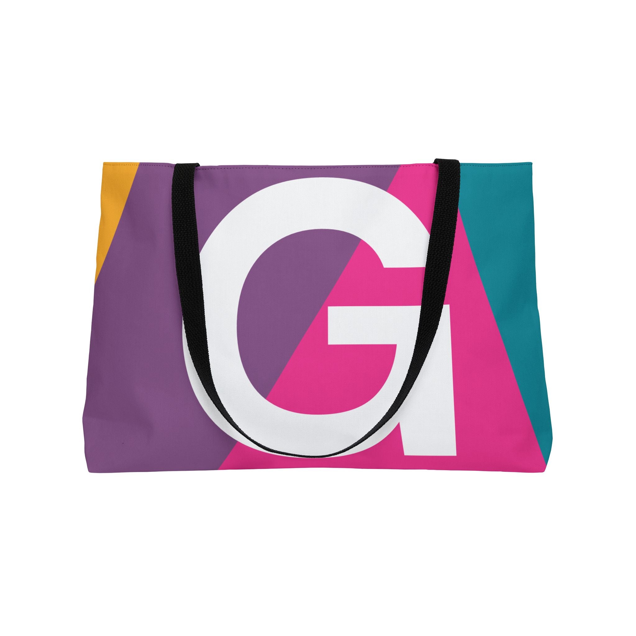 Personalized 'G' Colorblock Tote Bag — Monogram Weekender Tote