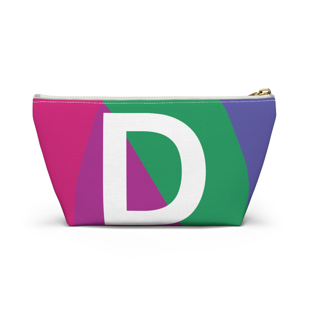 Initials Colorblock Accessory Pouch — Monogram D T-Bottom Cosmetic Bag