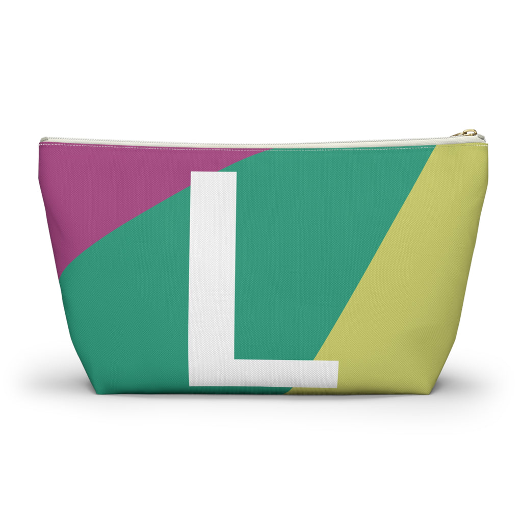 Initials Colorblock Accessory Pouch — Monogram L T-Bottom Cosmetic Bag