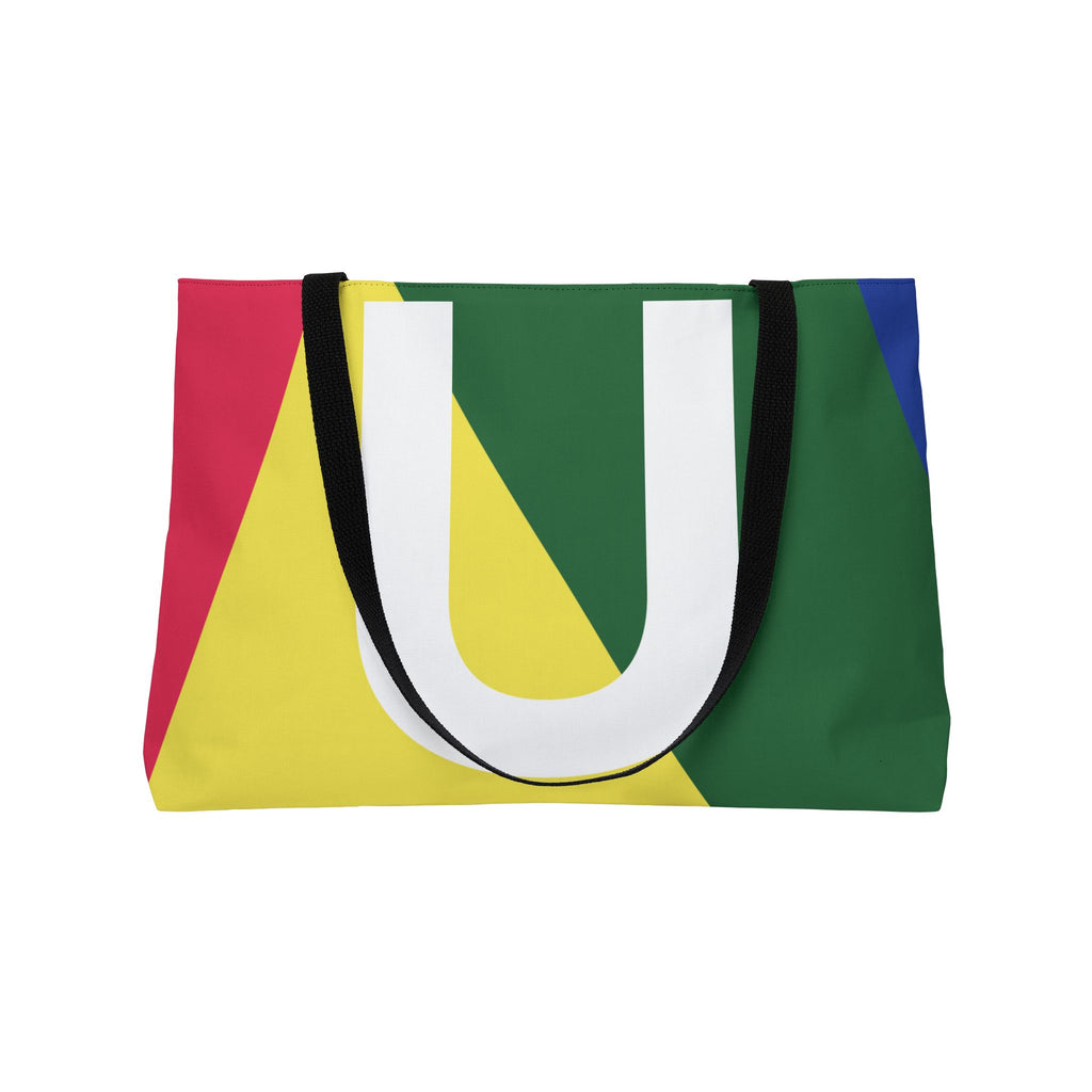 Personalized 'U' Colorblock Tote Bag — Monogram Weekender Tote